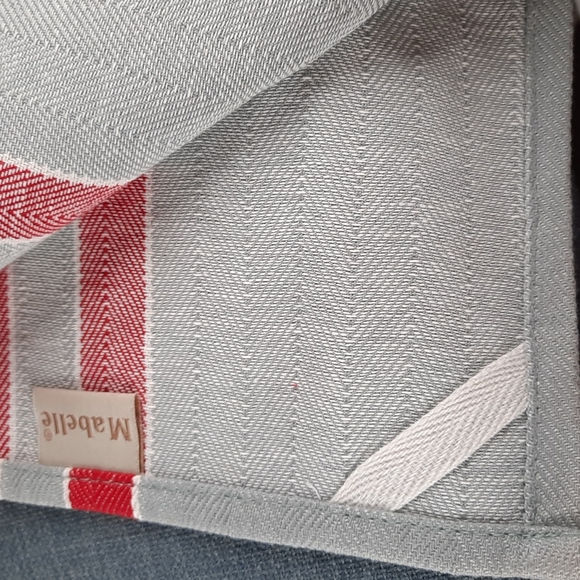 Cotton Kitchen Dish Towel Mabelle Red Gray Urban Farmhouse Design - Picture 2 of 6